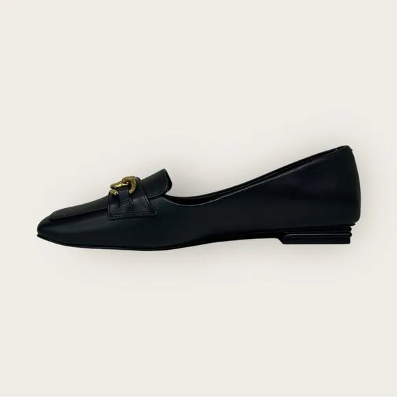 Franco Sarto | Tiari Leather Loafers | Black with Gold Accent |  Women's Size 8M
