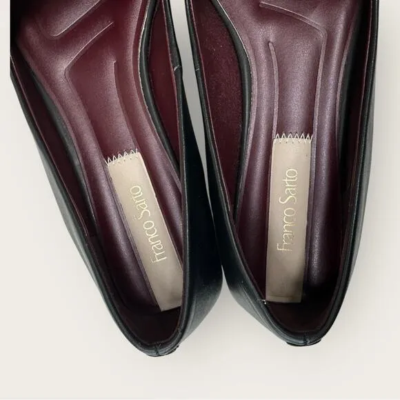 Franco Sarto | Tiari Leather Loafers | Black with Gold Accent |  Women's Size 8M