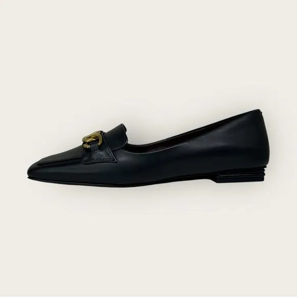 Franco Sarto | Tiari Leather Loafers | Black with Gold Accent |  Women's Size 8M