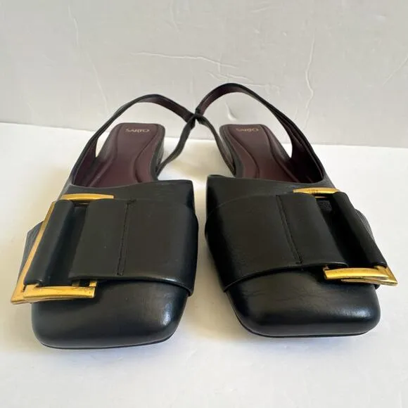 Franco Sarto Tracy Leather Slingback Black Flats Women's Size 11