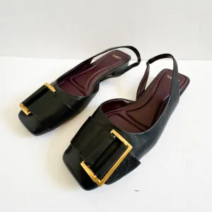 Franco Sarto Tracy Leather Slingback Black Flats Women's Size 11