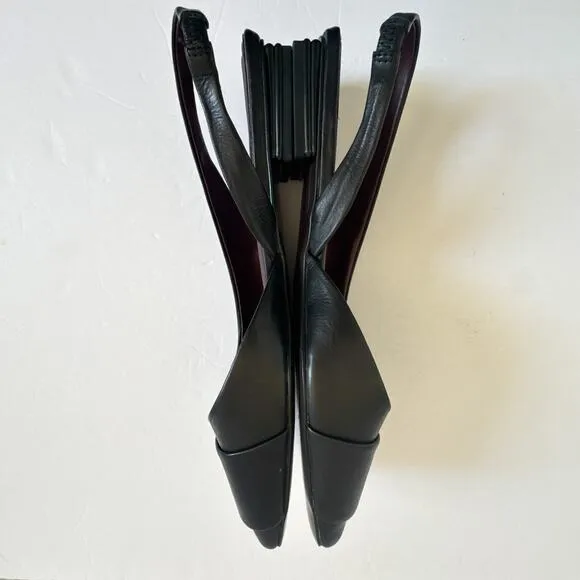 Franco Sarto Tracy Leather Slingback Black Flats Women's Size 11