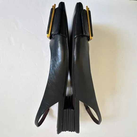 Franco Sarto Tracy Leather Slingback Black Flats Women's Size 11