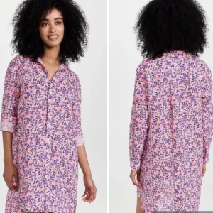 Frank &amp; Eileen Hunter Linen Button Front Shirtdress In Neon Floral Size XS