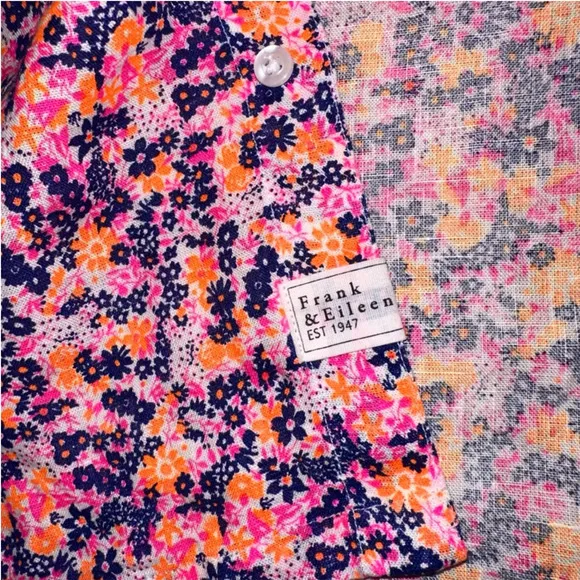 Frank &amp; Eileen Hunter Linen Button Front Shirtdress In Neon Floral Size XS