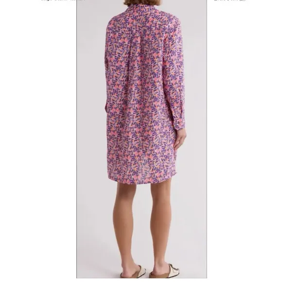 Frank &amp; Eileen Hunter Linen Button Front Shirtdress In Neon Floral Size XS