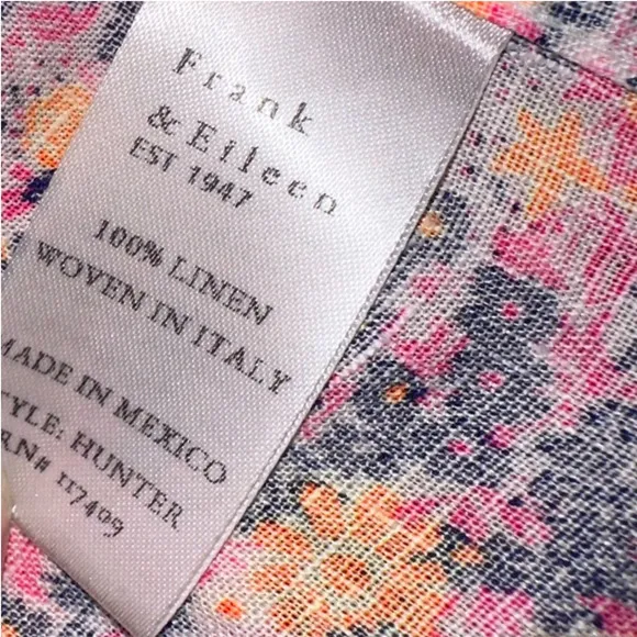 Frank &amp; Eileen Hunter Linen Button Front Shirtdress In Neon Floral Size XS