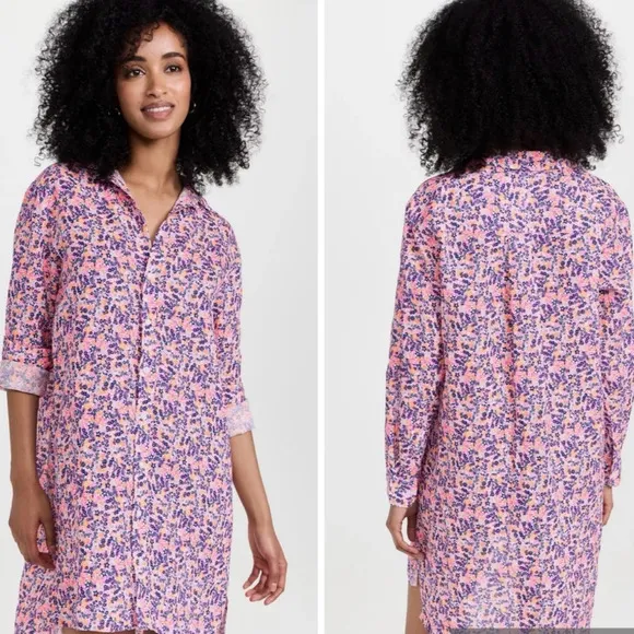 Frank &amp; Eileen Hunter Linen Button Front Shirtdress In Neon Floral Size XS
