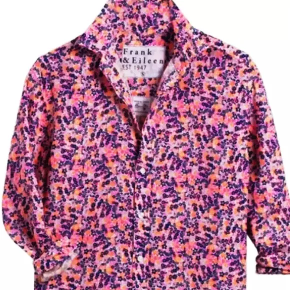 Frank &amp; Eileen Hunter Linen Button Front Shirtdress In Neon Floral Size XS