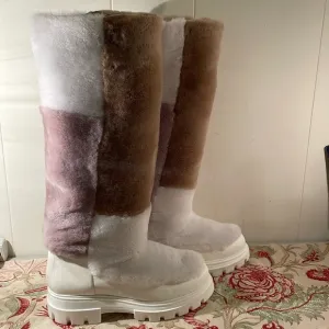 Free People Dyed Faux Shearling Patchwork Fall Happy Thoughts Boots Size 10