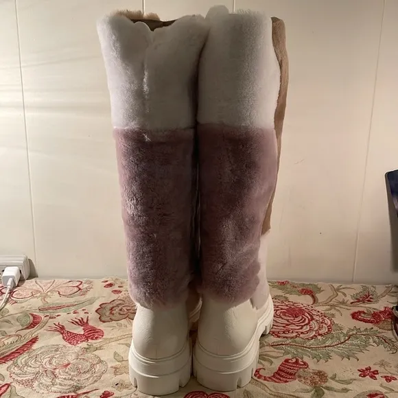Free People Dyed Faux Shearling Patchwork Fall Happy Thoughts Boots Size 10