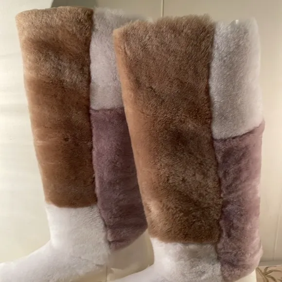 Free People Dyed Faux Shearling Patchwork Fall Happy Thoughts Boots Size 10