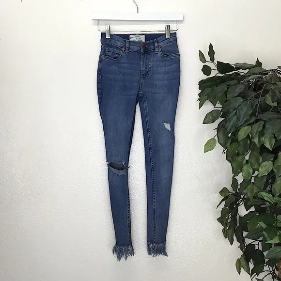 Free People Frayed Skinny Jeans