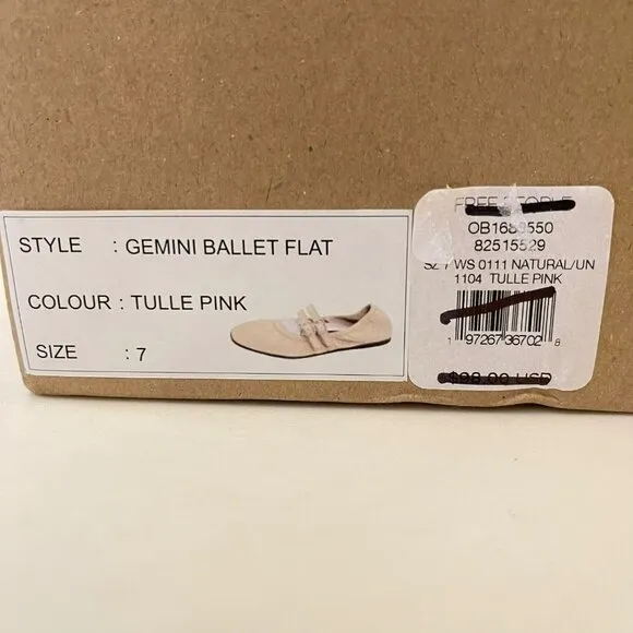 Free People Gemini Leather Ballet Flats Tan Pink Shoes Size 7