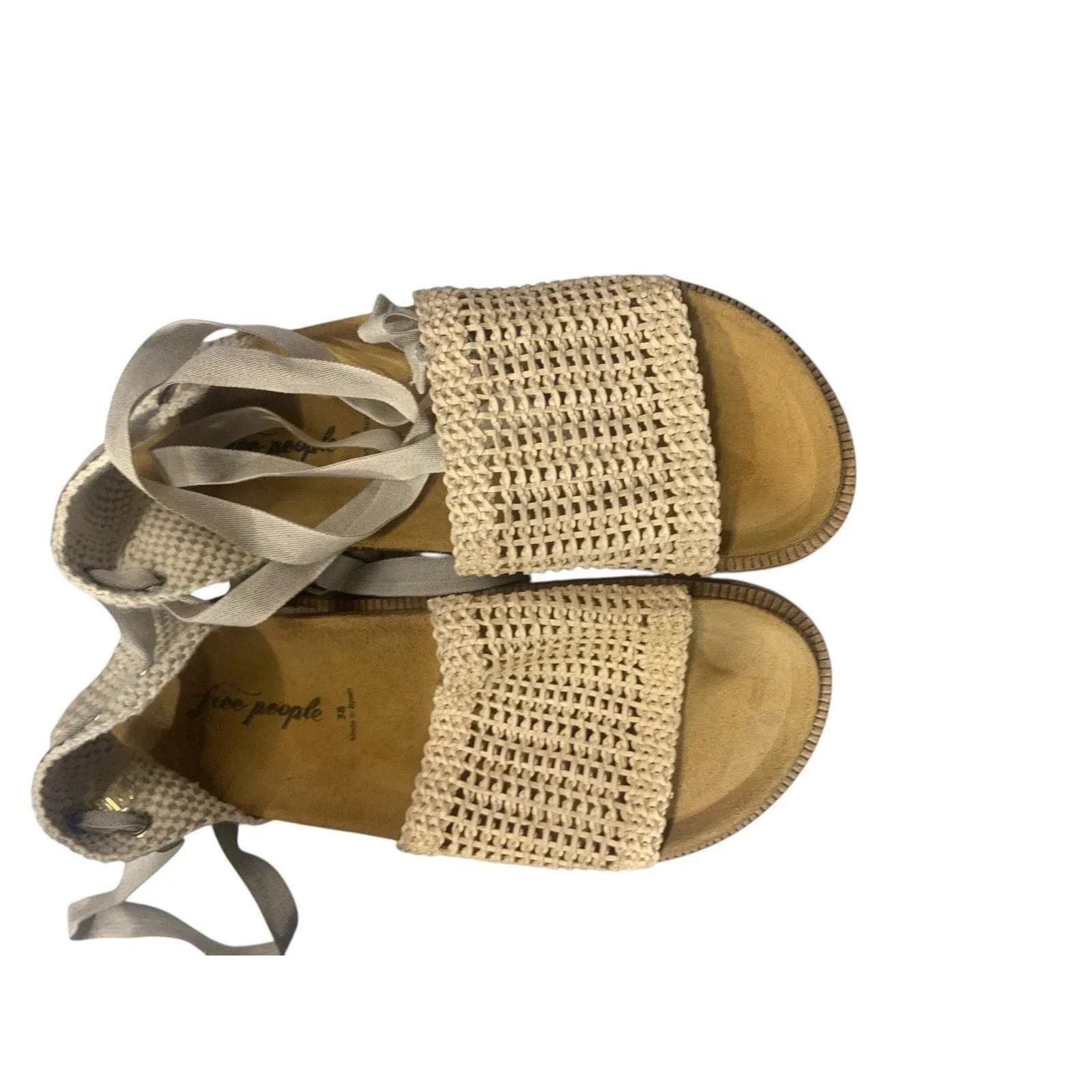 Free People Happy Feet Ankle Tie Crochet Sandal Espadrille Tea EU 38 Women's 7.5