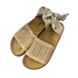 Free People Happy Feet Ankle Tie Crochet Sandal Espadrille Tea EU 38 Women's 7.5