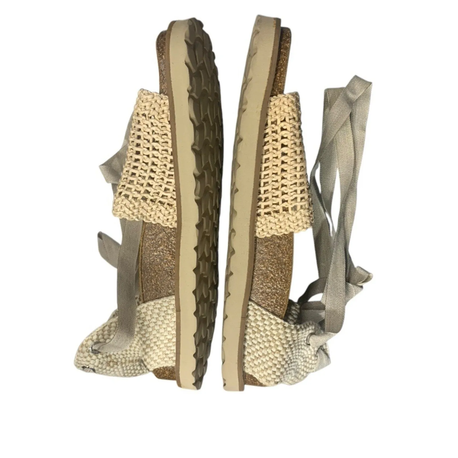 Free People Happy Feet Ankle Tie Crochet Sandal Espadrille Tea EU 38 Women's 7.5