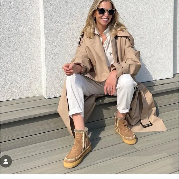 Free people NWT Laidback London Ankle Shearling Suede Mustard Cozy Boho Boots 🙏