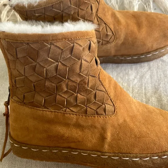 Free people NWT Laidback London Ankle Shearling Suede Mustard Cozy Boho Boots 🙏