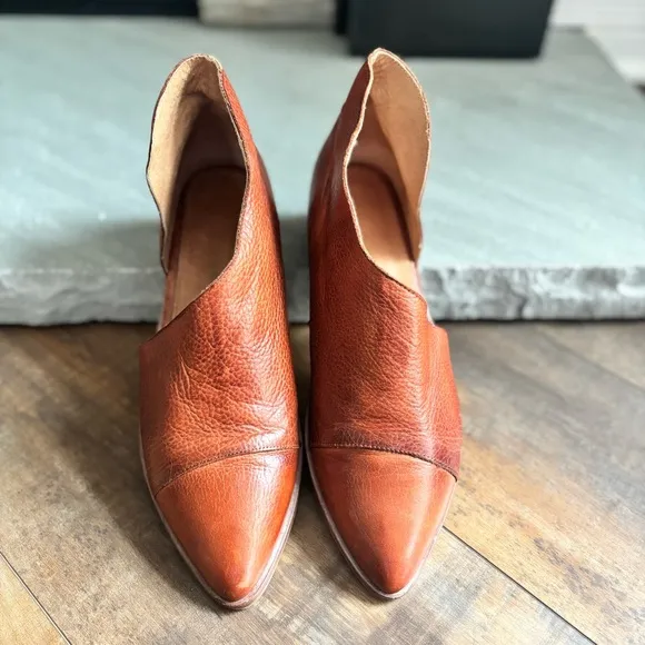 Free People Royale Flat Luggage Brown Leather D’Orsay Flats Women’s Size 41/10