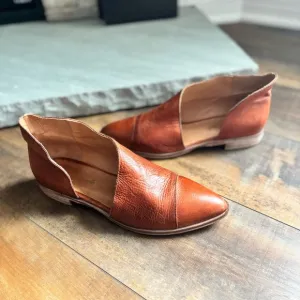 Free People Royale Flat Luggage Brown Leather D’Orsay Flats Women’s Size 41/10