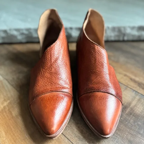 Free People Royale Flat Luggage Brown Leather D’Orsay Flats Women’s Size 41/10