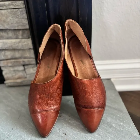 Free People Royale Flat Luggage Brown Leather D’Orsay Flats Women’s Size 41/10