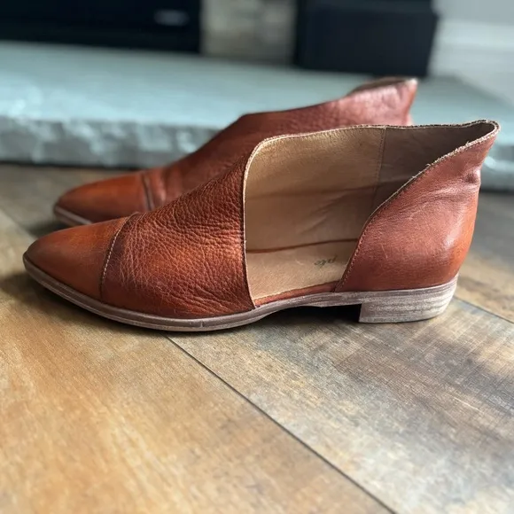Free People Royale Flat Luggage Brown Leather D’Orsay Flats Women’s Size 41/10