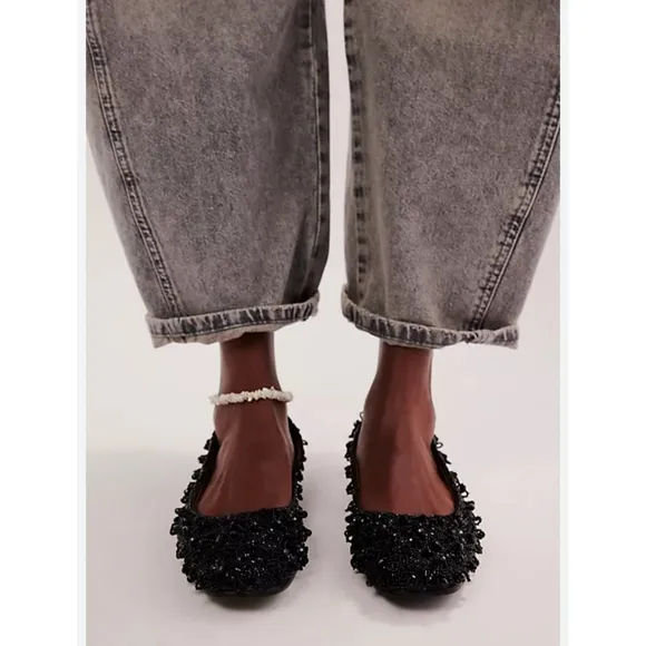 Free People Weekends Out Embellished Flats 8.5