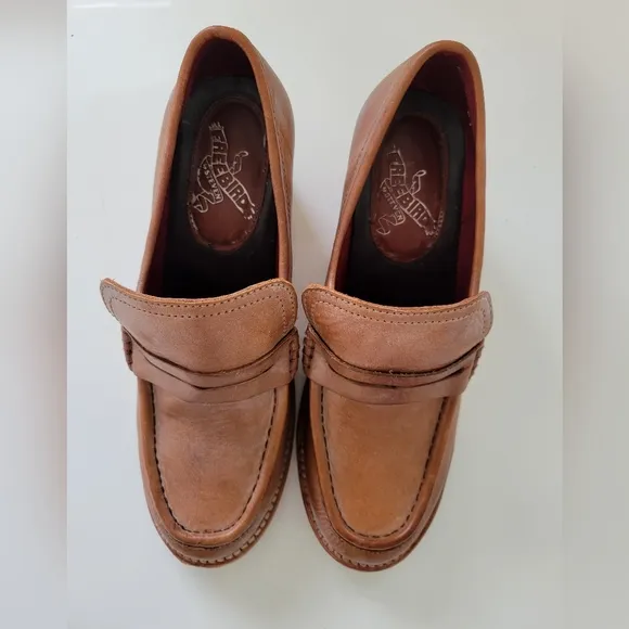 Freebird Chevelle Tan Chunky Heel Loafers Size 8