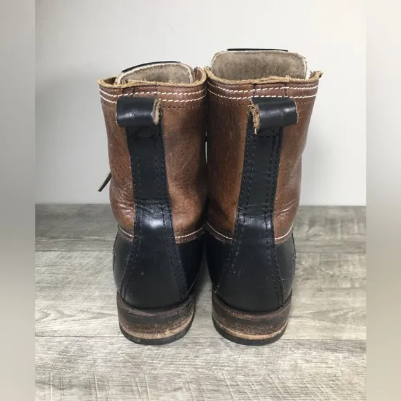 Frye #4001 Brown Leather &amp; Shearling Lined Moto Womens Booties Boots Size 8.5