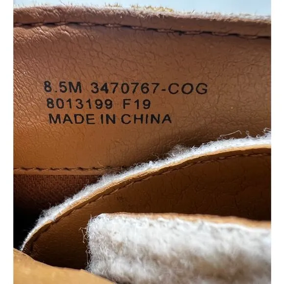 Frye &amp; Co Boots Womens 8.5 Cognac Leather‎ Rayner Hiker Shearling Block Heel