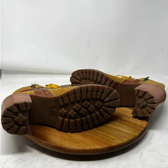 Frye &amp; Co Boots Womens 8.5 Cognac Leather‎ Rayner Hiker Shearling Block Heel