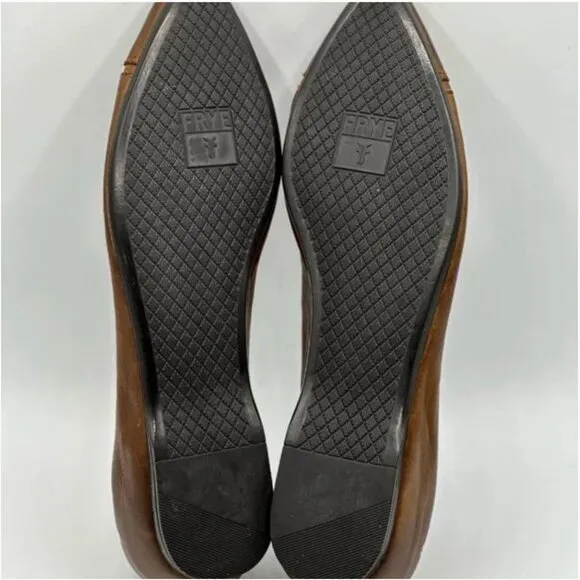 Frye Brown Distressed Leather Flats Size 6.5