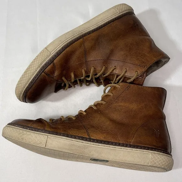 Frye Gates High Shearling Mens Size 9 Brown Leather Sneakers Boots 81171