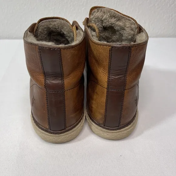 Frye Gates High Shearling Mens Size 9 Brown Leather Sneakers Boots 81171