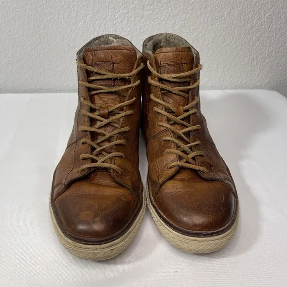 Frye Gates High Shearling Mens Size 9 Brown Leather Sneakers Boots 81171