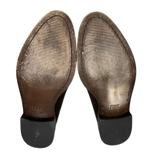 Frye Luxury Emory Burnished Brown Leather Kiltie Fringe Loafer Flats Size 7