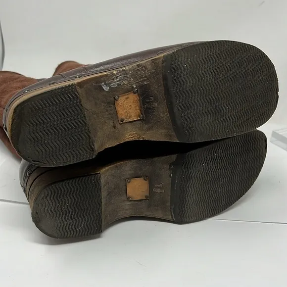 Frye Morgan Sz 7.5 Clog Shearling Fully Lined Leather Pull On Boots