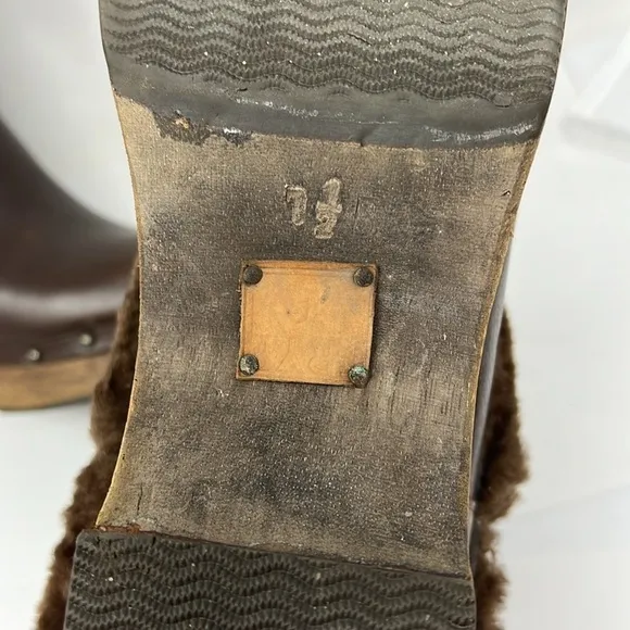 Frye Morgan Sz 7.5 Clog Shearling Fully Lined Leather Pull On Boots