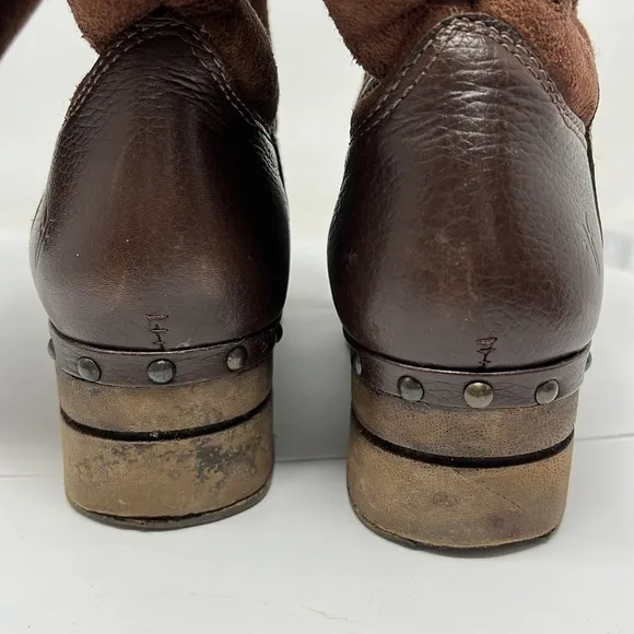 Frye Morgan Sz 7.5 Clog Shearling Fully Lined Leather Pull On Boots