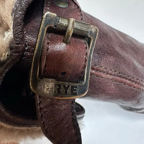 Frye Vanessa Tall Shearling Lined Leather Pull On Boots Brown 3475007 Size 7