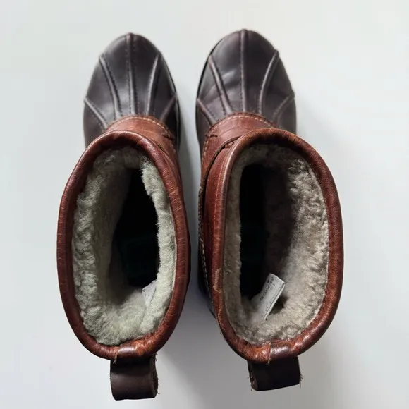Frye Veronica Duck Engineer Shearling Boots Genuine Leather Buckle Moto