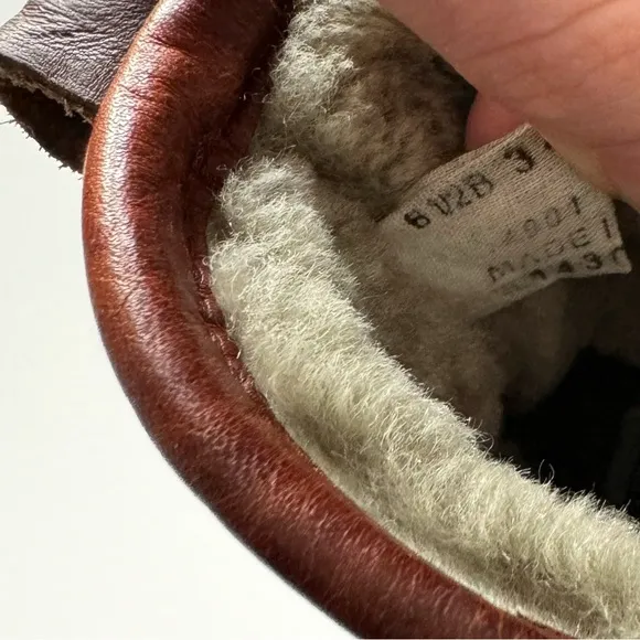Frye Veronica Duck Engineer Shearling Boots Genuine Leather Buckle Moto