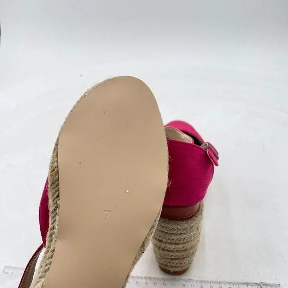 FSJ Hot Pink Closed Toe Espadrilles Dressy Wedge Sandal Ankle Strap Sandals