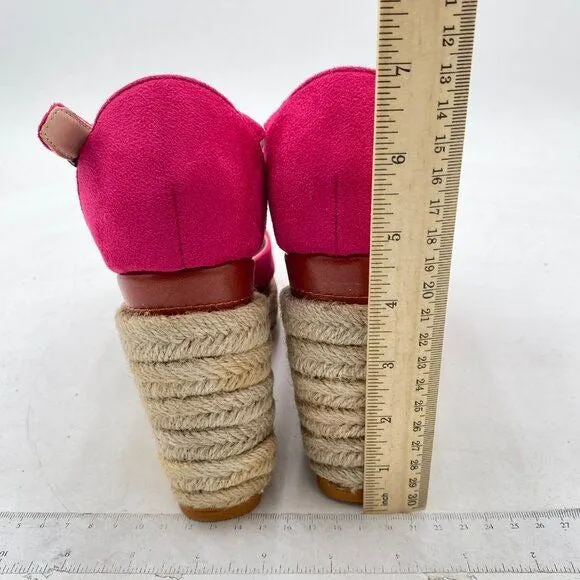 FSJ Hot Pink Closed Toe Espadrilles Dressy Wedge Sandal Ankle Strap Sandals