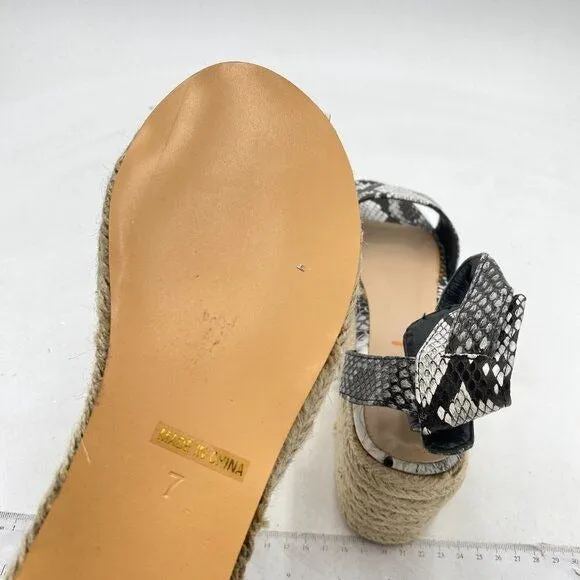 FSJ Snake Print Open Toe Platform Wedge High Heel Espadrilles Ankle Strap Sandal