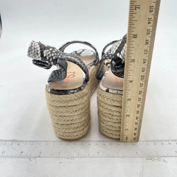 FSJ Snake Print Open Toe Platform Wedge High Heel Espadrilles Ankle Strap Sandal