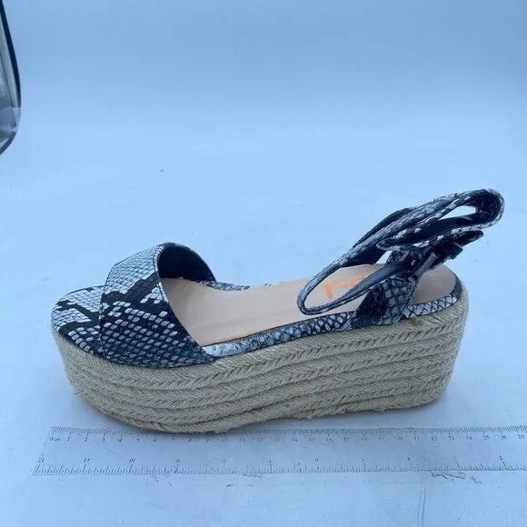 FSJ Snake Print Open Toe Platform Wedge High Heel Espadrilles Ankle Strap Sandal