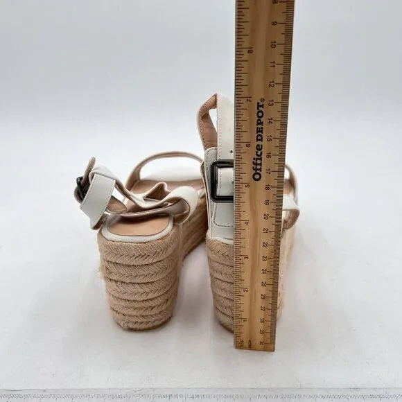 FSJ White Open Toe Platform Wedge High Heel Espadrilles Sandals Ankle Strap Shoe